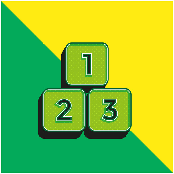 Blokken Groen en geel modern 3D vector pictogram logo - Vector, afbeelding