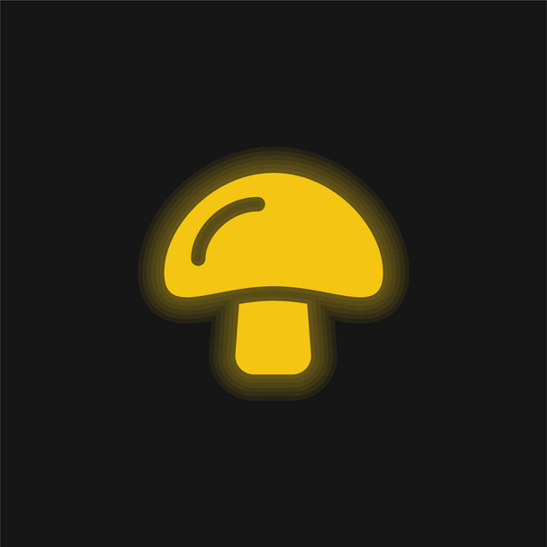 大きなキノコ黄色の輝くネオンアイコン - ベクター画像