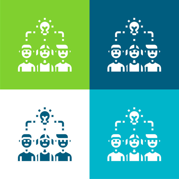 Brainstorm Set di icone minime piatte a quattro colori - Vettoriali, immagini