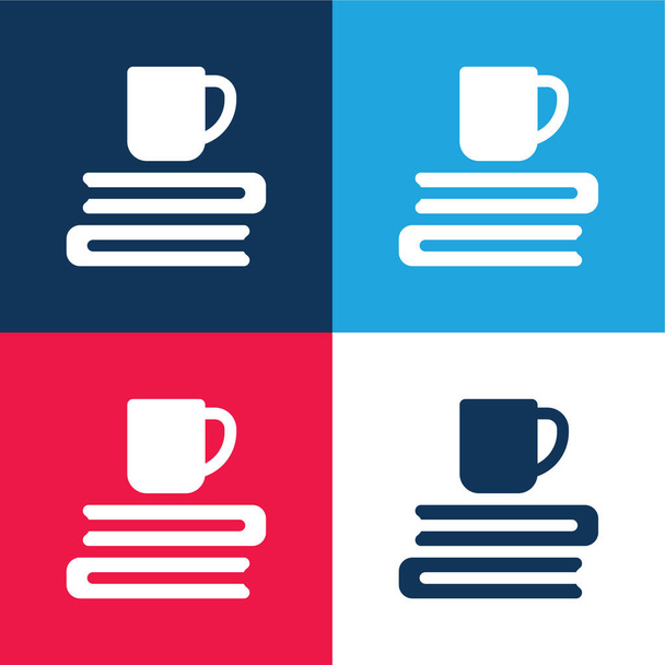Knihy modré a červené čtyři barvy minimální sada ikon - Vektor, obrázek