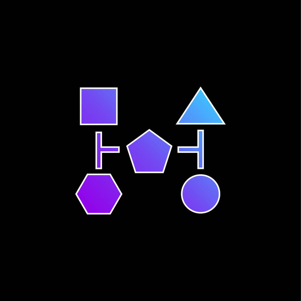 Esquemas de bloco de formas pretas ícone de vetor gradiente azul - Vetor, Imagem