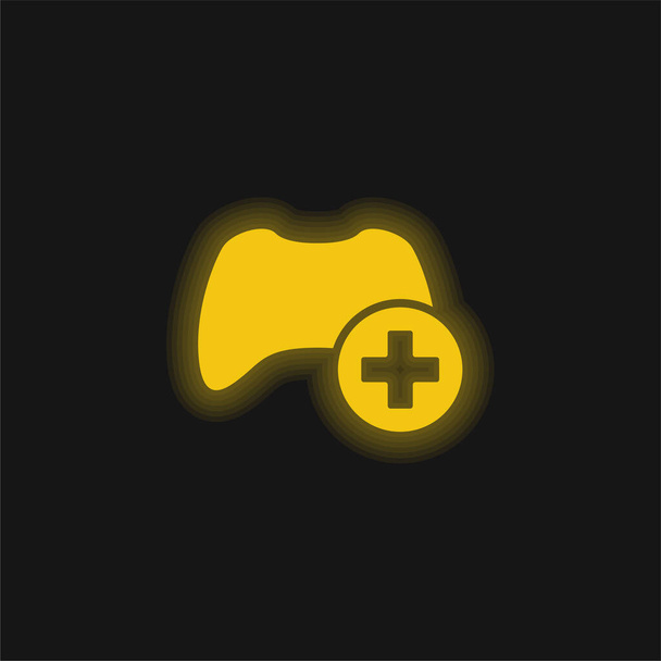 Dodaj Control Interface Symbol żółty świecący neon ikona - Wektor, obraz