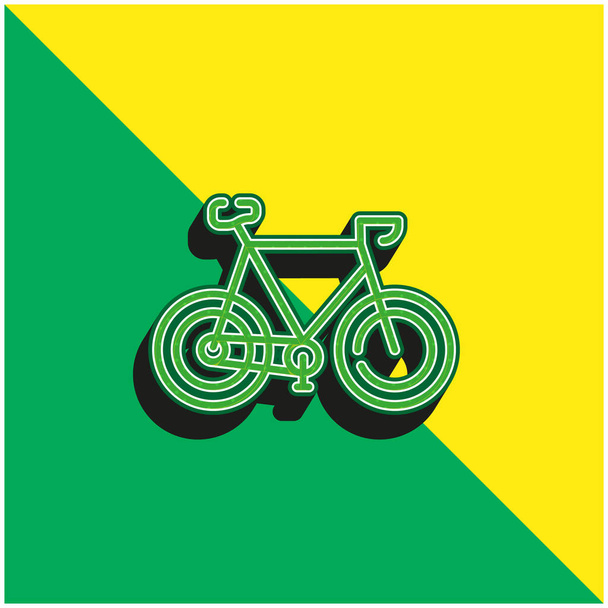 自転車緑と黄色の現代的な3Dベクトルアイコンのロゴ - ベクター画像