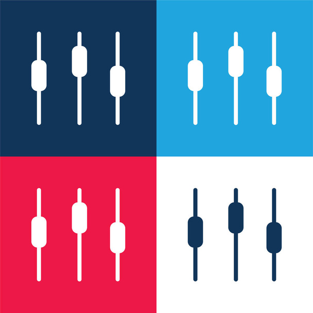 Symbole d'interface de graphique en boîte bleu et rouge ensemble d'icônes minimales de quatre couleurs - Vecteur, image