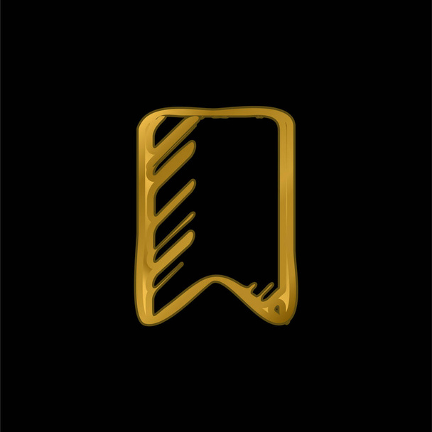 Lesezeichen Skizziertes Symbol Umriss vergoldet metallisches Symbol oder Logo-Vektor - Vektor, Bild