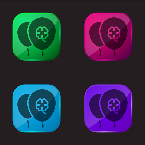 Balónek čtyři barvy skla ikona tlačítko - Vektor, obrázek
