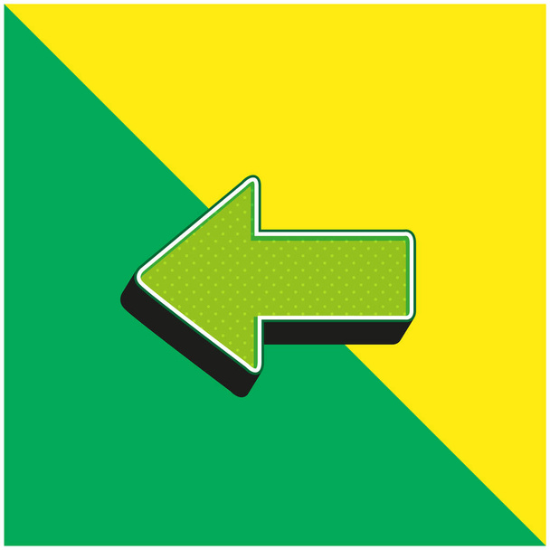 Seta Apontando para a esquerda verde e amarelo moderno logotipo do ícone do vetor 3d - Vetor, Imagem