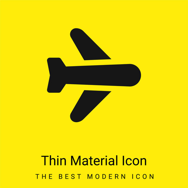 Vliegtuig minimaal helder geel materiaal icoon - Vector, afbeelding