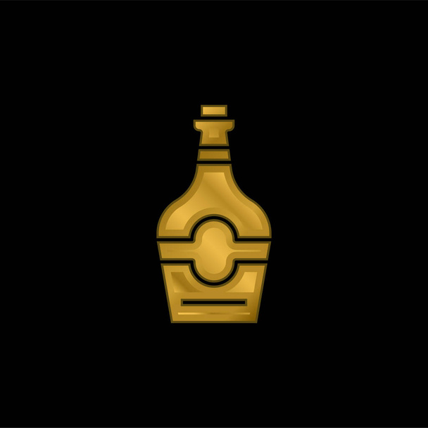 Garrafa banhado a ouro ícone metálico ou vetor logotipo - Vetor, Imagem