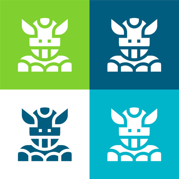 Alien Flat conjunto de iconos mínimos de cuatro colores - Vector, imagen