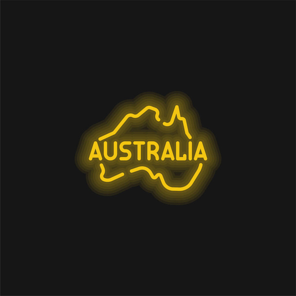 Australia giallo incandescente icona al neon - Vettoriali, immagini