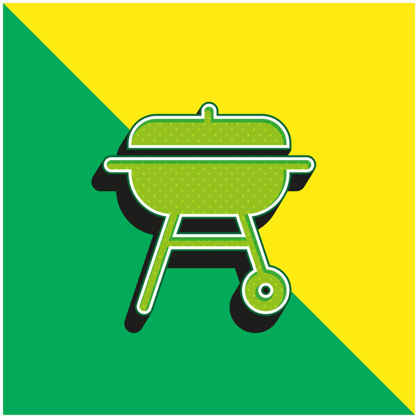 Barbacue Verde e amarelo moderno logotipo vetor 3d ícone - Vetor, Imagem