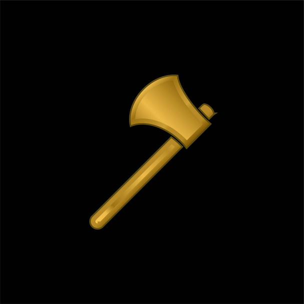 Esquema de Ax chapado en oro icono metálico o logo vector - Vector, imagen