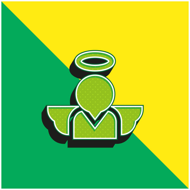 Angel Green i żółty nowoczesny ikona wektora 3D logo - Wektor, obraz
