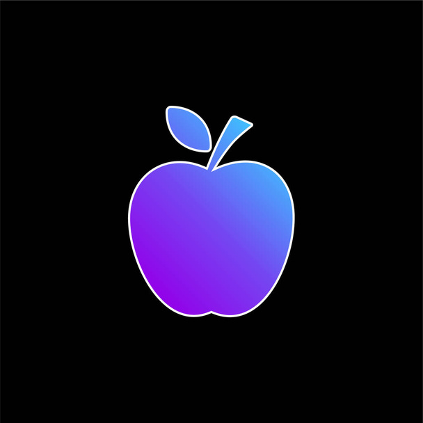 Apple Black Silhouette with a Leaf Blue - Вектор,изображение