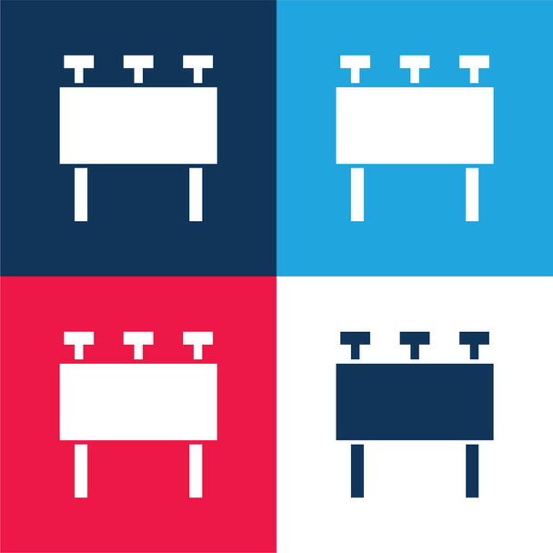 Billboard azul y rojo conjunto de iconos mínimo de cuatro colores - Vector, Imagen