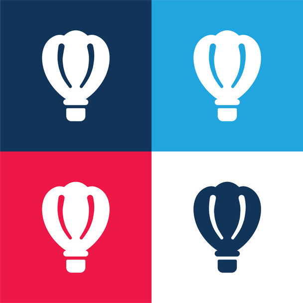 Globo de aire azul y rojo de cuatro colores mínimo icono conjunto - Vector, imagen