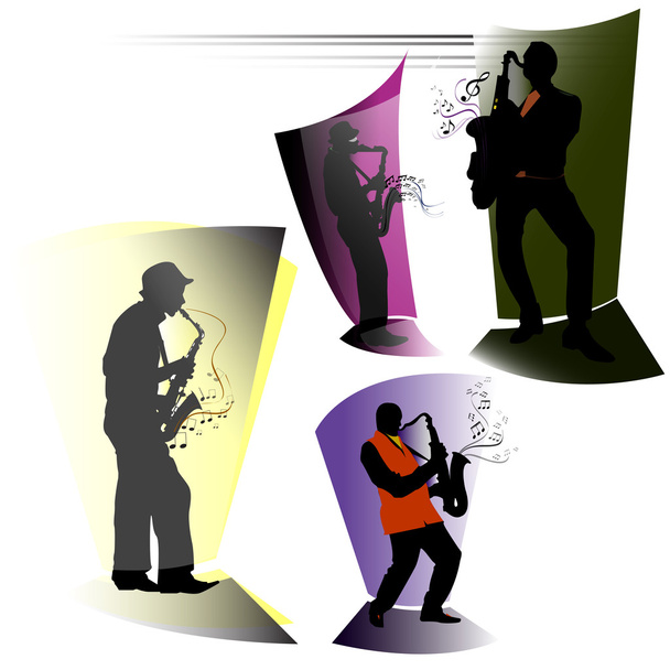 Saxofonspieler gesetzt - Vektor, Bild