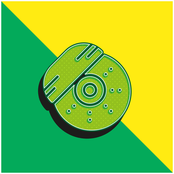 Romper verde y amarillo moderno vector 3d icono del logotipo - Vector, imagen
