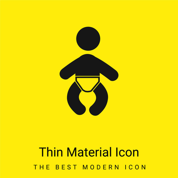 Baby Wearing A Diaper minimal bright yellow material icon - Vector, Image