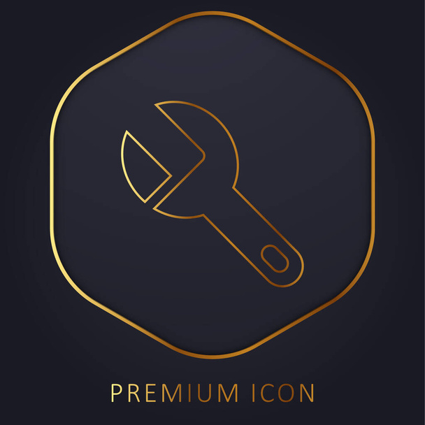 Big Wrench golden line premium logo or icon - Vector, Image