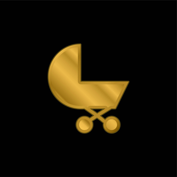 Baby Carriage gold plated metalic icon or logo vector - Vector, Image
