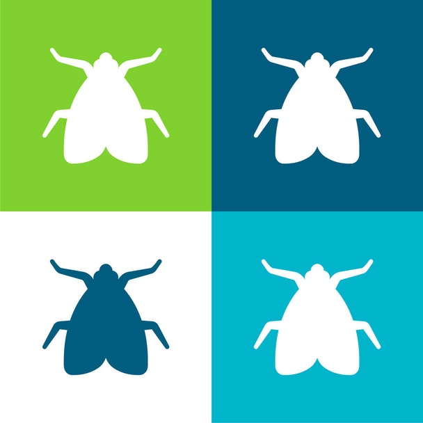 Big Fly Επίπεδη τέσσερις χρώμα ελάχιστο σύνολο εικονιδίων - Διάνυσμα, εικόνα