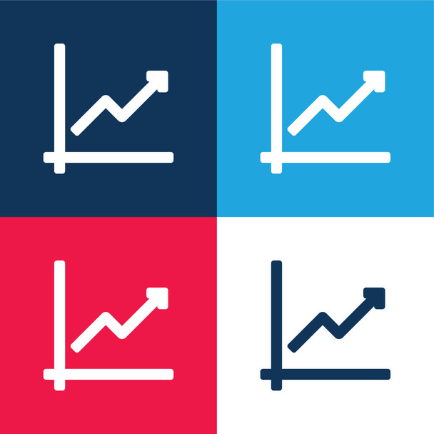 Gráfico de flecha azul y rojo conjunto de iconos mínimo de cuatro colores - Vector, Imagen
