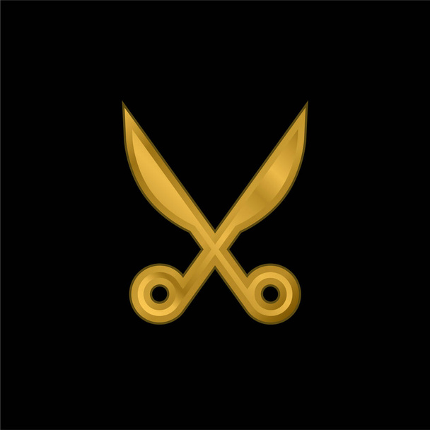 Baber Scissors gold plated metalic icon or logo vector - Vector, Image
