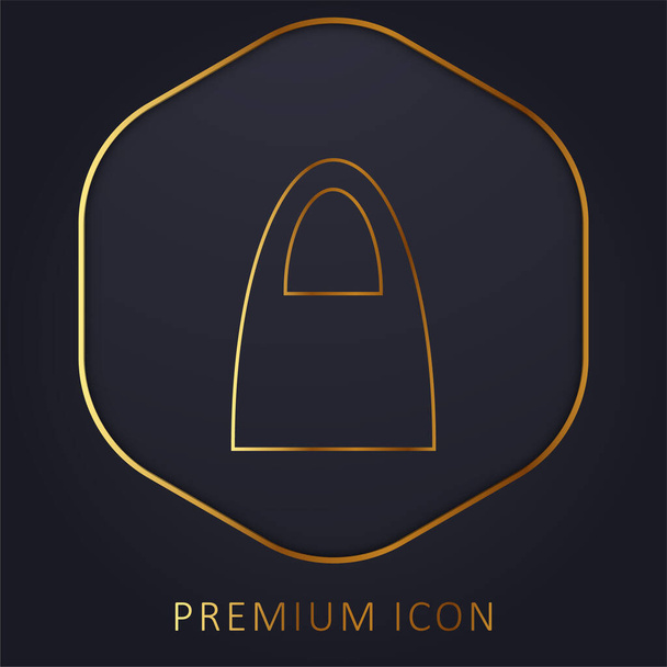 Negro Bolsa de compras silueta de la manija grande línea de oro logotipo premium o icono - Vector, imagen