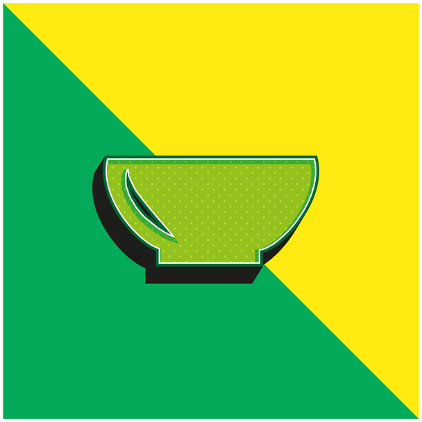 Bowl Vihreä ja keltainen moderni 3d vektori kuvake logo - Vektori, kuva