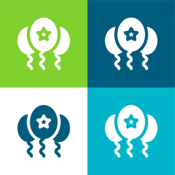Léggömb Lapos négy szín minimális ikon készlet - Vektor, kép