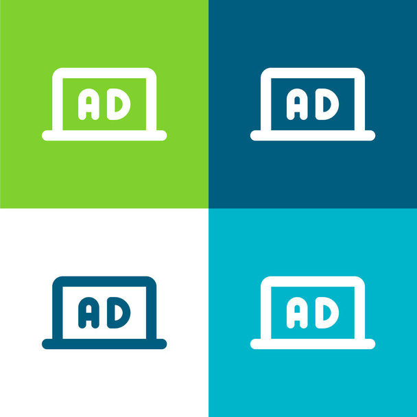 Ads Flat čtyři barvy minimální ikona nastavena - Vektor, obrázek