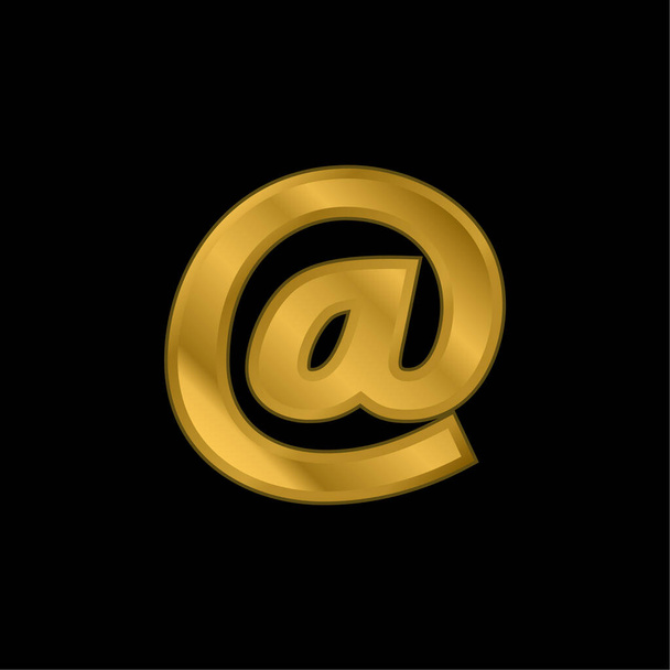 Símbolo de Arroba chapado en oro icono metálico o logo vector - Vector, Imagen