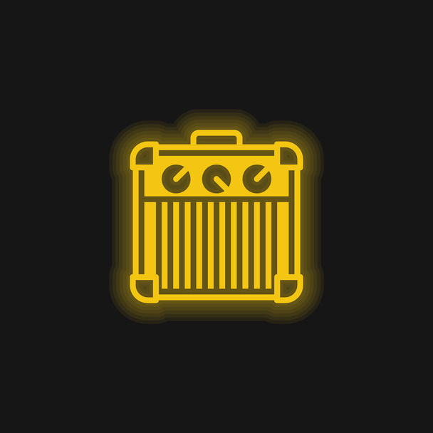 Erősítő sárga izzó neon ikon - Vektor, kép