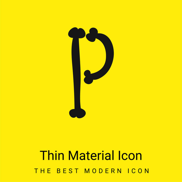 骨ハロウィンタイポグラフィ文字P最小限の明るい黄色の素材アイコンの記入形状 - ベクター画像