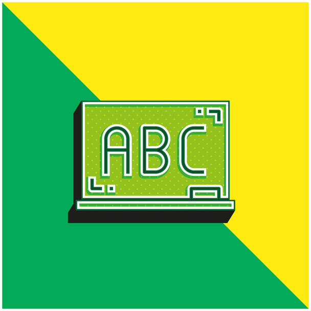 Blackboard Zöld és sárga modern 3D vektor ikon logó - Vektor, kép