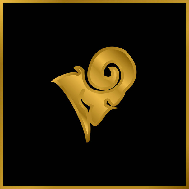 Aries chapado en oro icono metálico o logo vector - Vector, imagen
