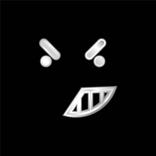 Θυμός σε Emoticon πρόσωπο του στρογγυλεμένου πλατεία περίγραμμα επάργυρο μεταλλικό εικονίδιο - Διάνυσμα, εικόνα