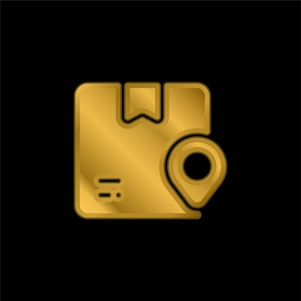 Doboz aranyozott fém ikon vagy logó vektor - Vektor, kép