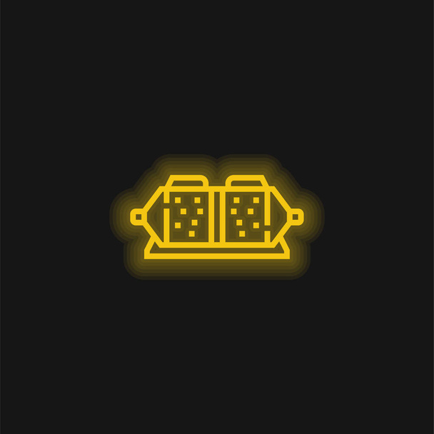 Rempad geel gloeiend neon pictogram - Vector, afbeelding