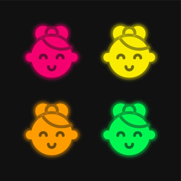 Μωρό τέσσερις χρώμα λαμπερό νέον διάνυσμα εικονίδιο - Διάνυσμα, εικόνα