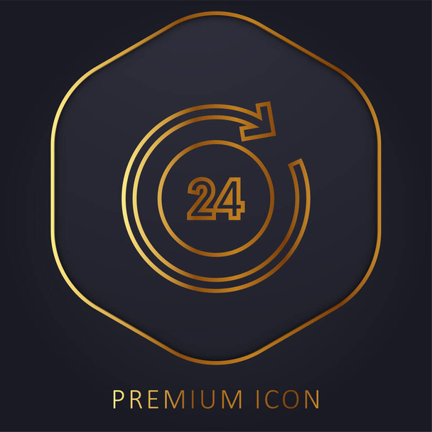 24 horas linha dourada logotipo premium ou ícone - Vetor, Imagem