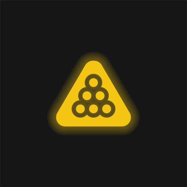 Μπιλιάρδο κίτρινο λαμπερό νέον εικονίδιο - Διάνυσμα, εικόνα