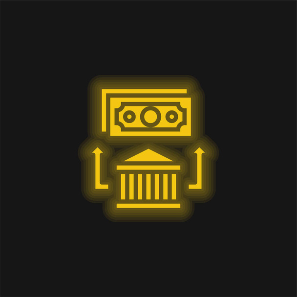 Τραπεζική μεταφορά κίτρινο λαμπερό νέον εικονίδιο - Διάνυσμα, εικόνα