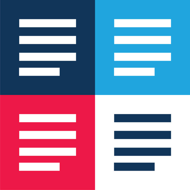 Alinear azul y rojo conjunto de iconos mínimo de cuatro colores - Vector, Imagen