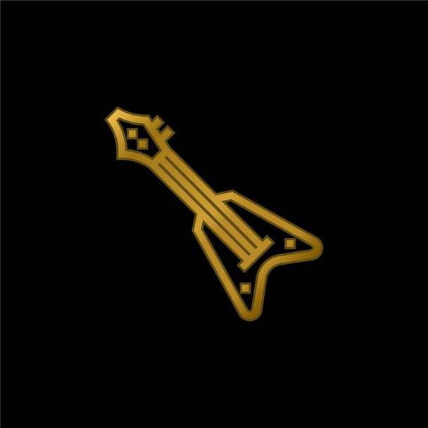 Bass Gitar altın kaplama metalik simge veya logo vektörü - Vektör, Görsel