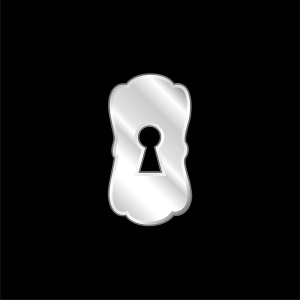 Big Keyhole Black Shape argento placcato icona metallica - Vettoriali, immagini
