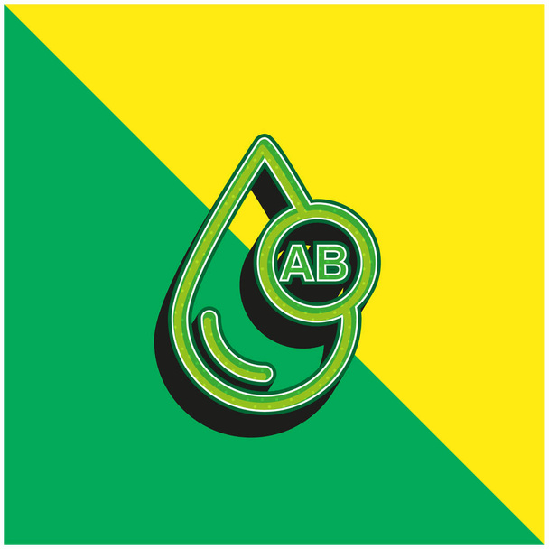 B型血液緑と黄色の近代的な3Dベクトルアイコンのロゴ - ベクター画像