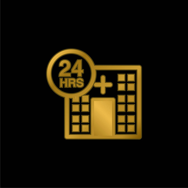 24 Saat Tıbbi Yardım Altın kaplama metalik simge veya logo vektörü - Vektör, Görsel